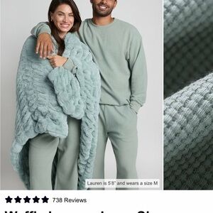 Comfrt Sage Green Waffle Loungewear Set